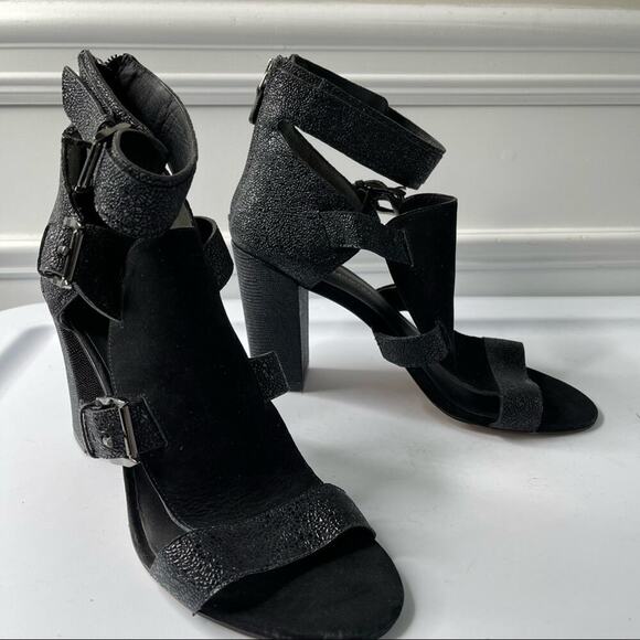 Rebecca Minkoff black metallic sky heeled sandals size 10 - Picture 1 of 6